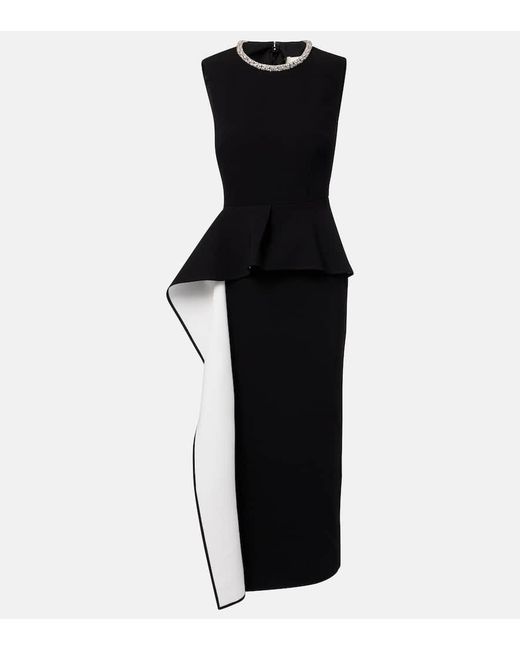 Roland Mouret Black Midikleid Aus Crepe Mit Kristallen