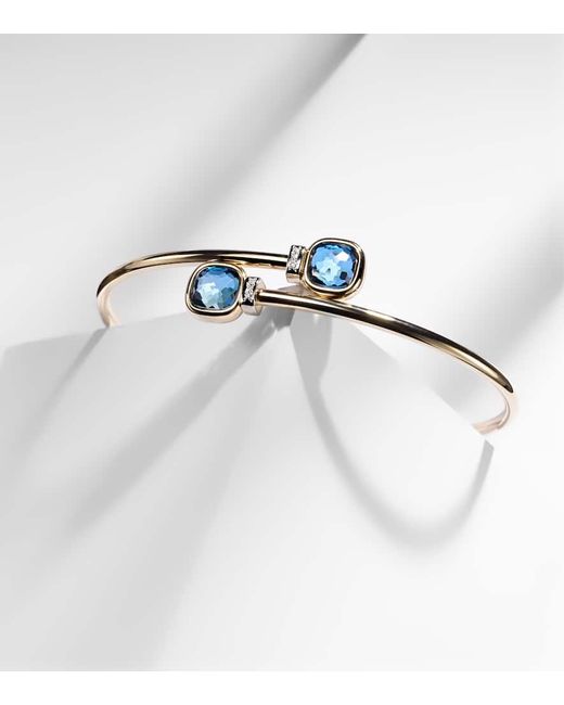 Pomellato White Nudo 18Kt Bangle With Topazes And Diamonds