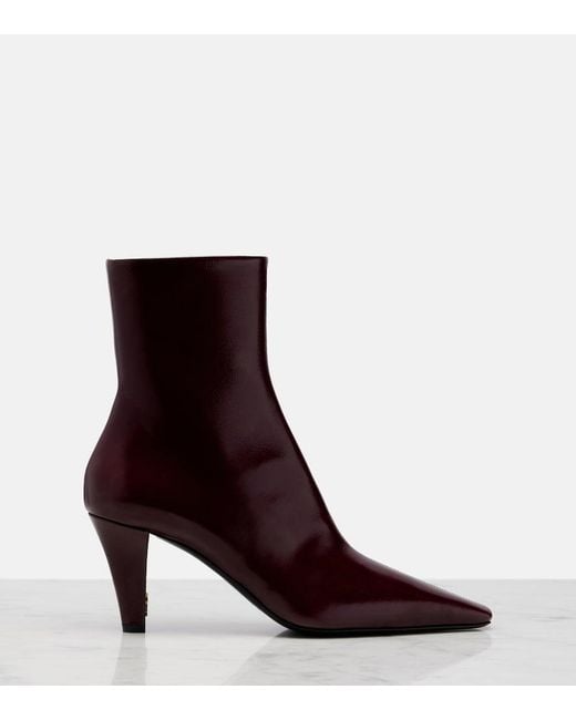 Saint Laurent Purple Jill Leather Ankle Boots
