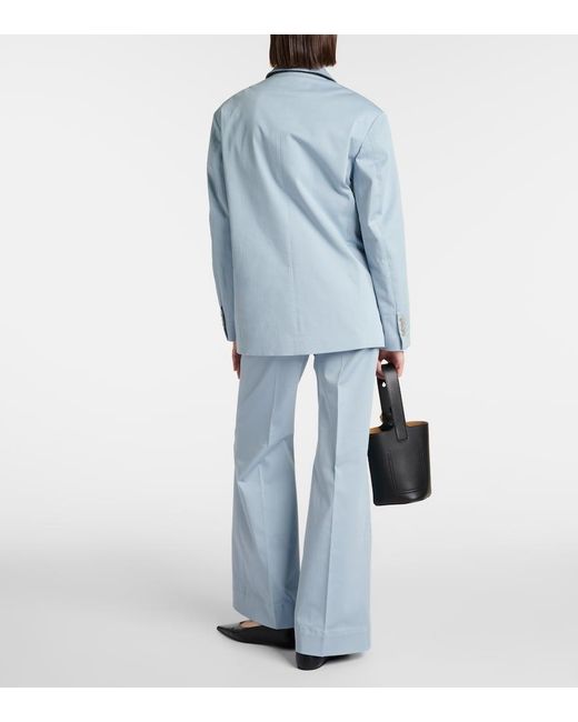 Plan C Blue Oversized Cotton-Blend Blazer