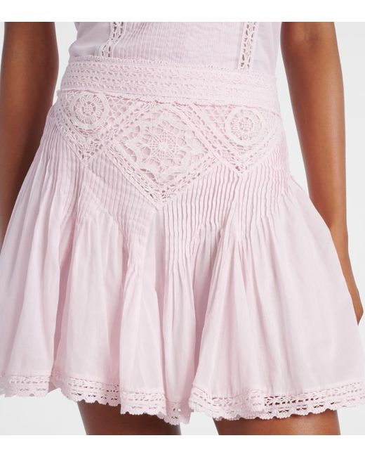 Minifalda De Algodon Con Encaje Isabel Marant de color Pink