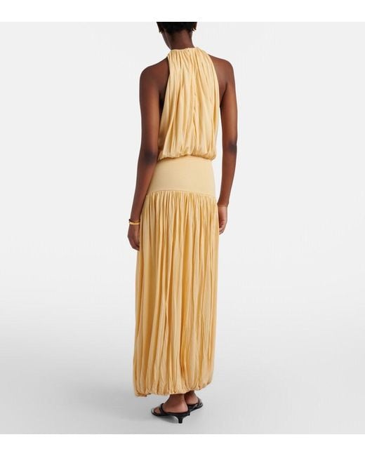 Totême Metallic Gathered Jersey Maxi Dress