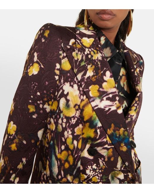 Dries Van Noten Black Floral Double-Breasted Blazer