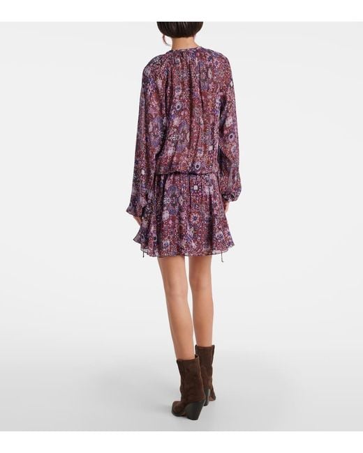 Miniabito Bess Arricciato Con Stampa Floreale di Isabel Marant in Purple
