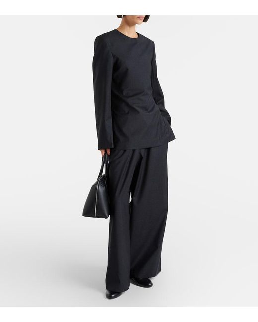 Totême  Black Wool Wide-Leg Pants