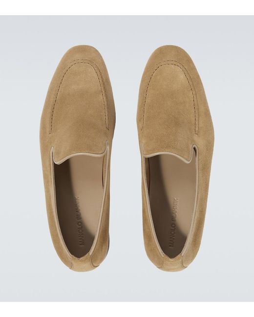 Manolo Blahnik White Truro Suede Loafers for men
