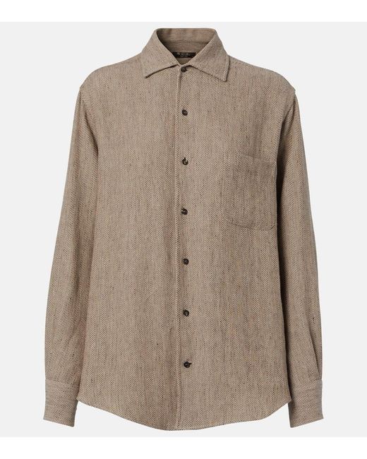 Camisa Andre En Lino De Chevron Loro Piana de color Brown