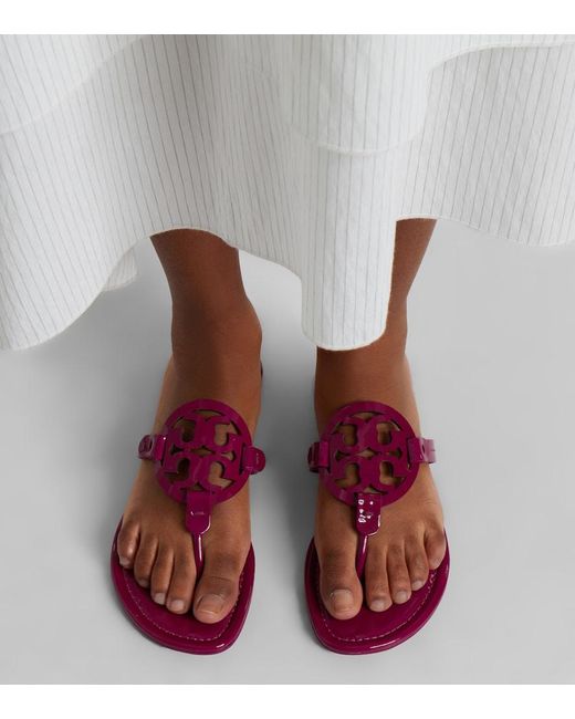 Tory Burch Purple Miller Patent Leather Thong Sandals