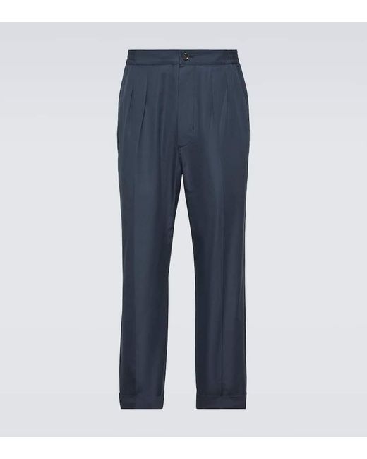 Pantalones rectos de algodon y seda Tom Ford de hombre de color Blue