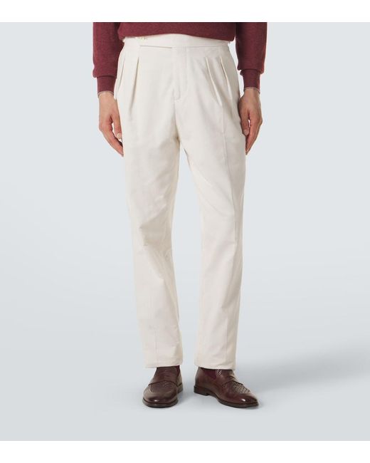 Brunello Cucinelli White Cotton Straight Pants for men