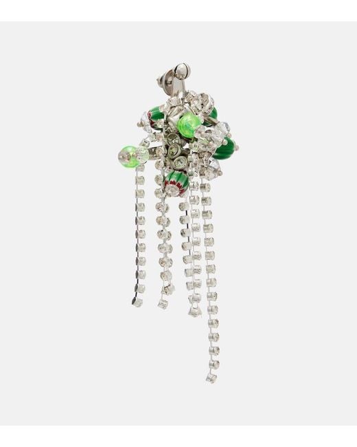 Dries Van Noten Green Crystal-Embellished Drop Earrings