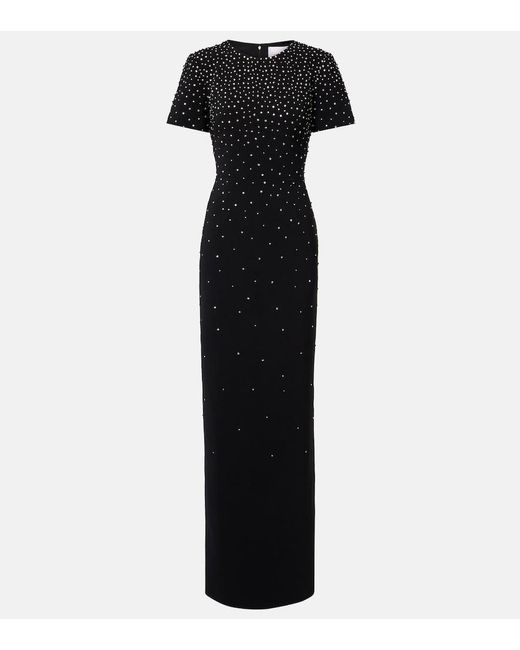 Carolina Herrera Black Crystal-Embellished Gown