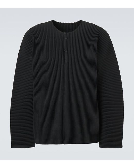Homme Plissé Issey Miyake Black Monthly Colors Pleated Henley Shirt for men