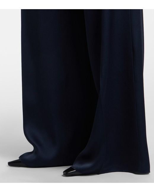 Max Mara Blue Elegante Belted Satin Jumpsuit