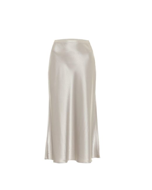 Polo Ralph Lauren Gray Satin Midi Skirt