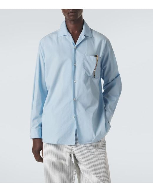 Umit Benan Blue Weekend Cotton Poplin Shirt for men