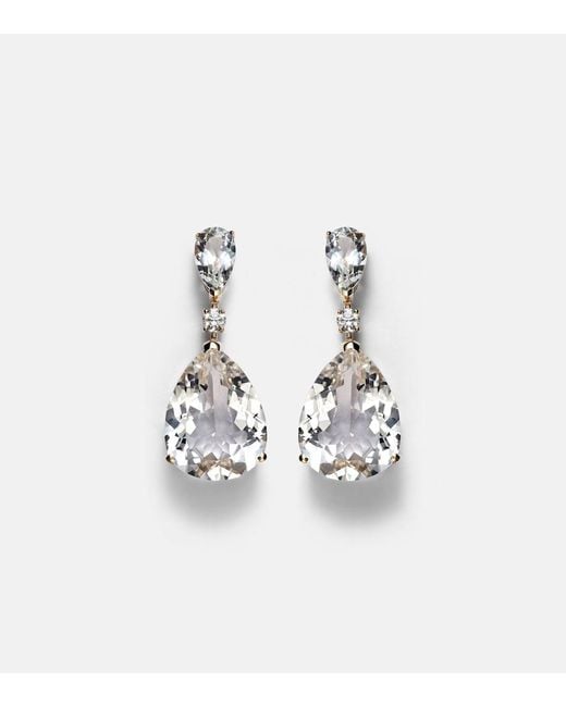Mateo White Sophia 14Kt Earrings With Topaz And Diamonds