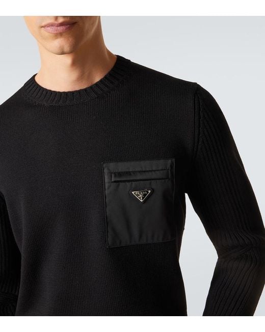 Prada Black Virgin Wool Sweater for men
