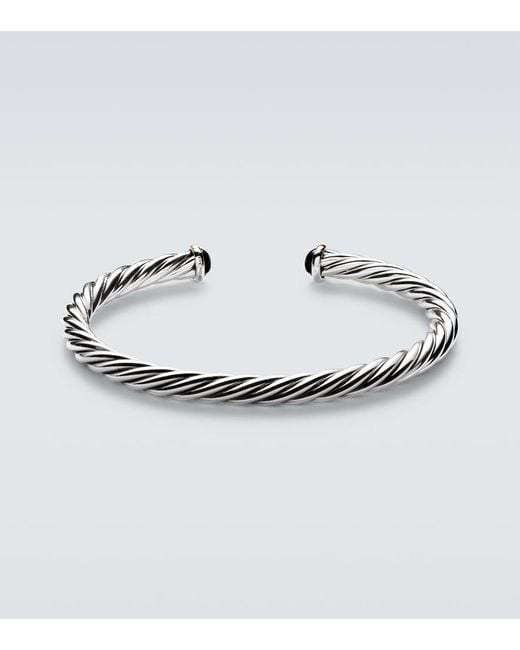 David Yurman Metallic Cable 14Kt And Sterling Cuff Bracelet With Onyx for men