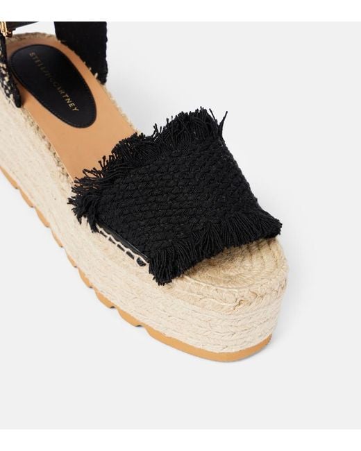 Stella McCartney Black Gaia Jacquard Webbing And Alter Mat Espadrilles