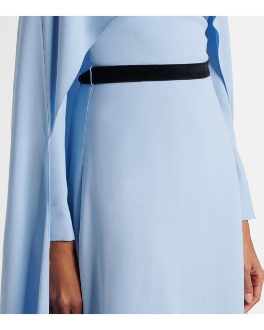 Markarian Blue Natasha Satin Cape Gown