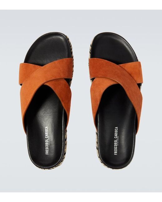 Frescobol Carioca Brown Breno Suede Sandals for men