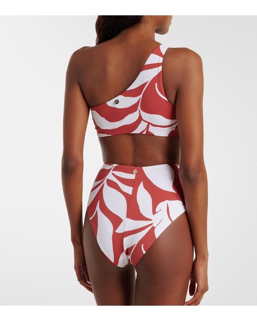 Max Mara Red Argenta Printed One-Shoulder Bikini Top