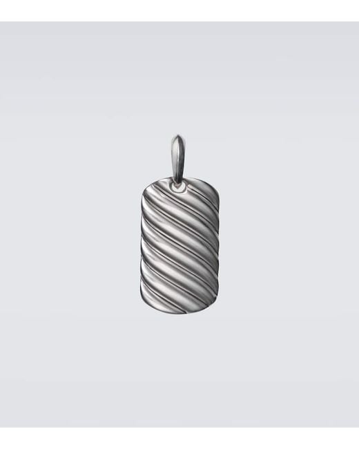 David Yurman White Sculpted Cable Sterling Pendant for men