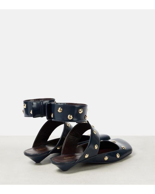 Chloé Blue Jade Studded Leather Sandals