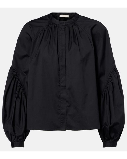 Ulla Johnson Black Rowena Cotton Blouse