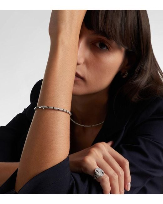 Pulsera Jonc Zebre De Oro Blanco De 9 Ct Con Diamantes Yvonne Léon de color Metallic