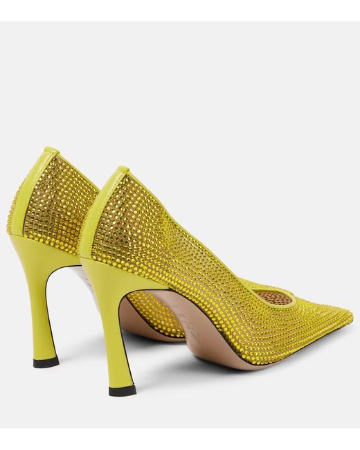 The Attico Yellow Juno 95 Embellished Pumps