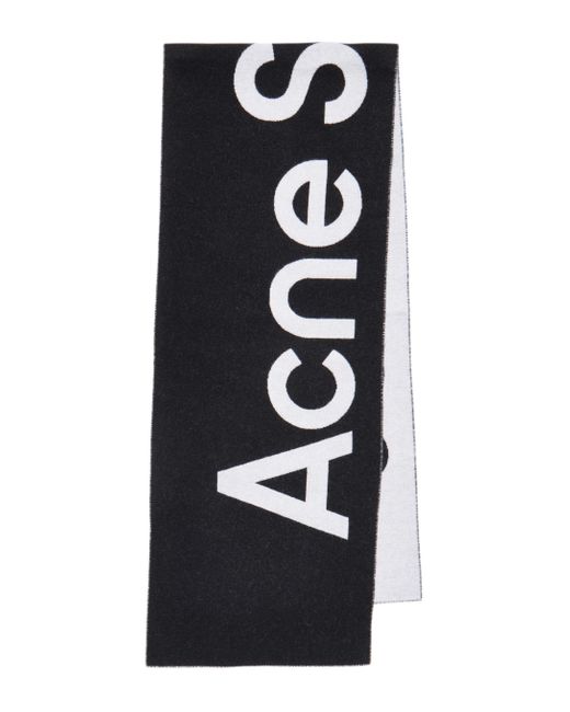 Acne Studios Logo Wool-blend Jacquard Scarf in Black - Lyst