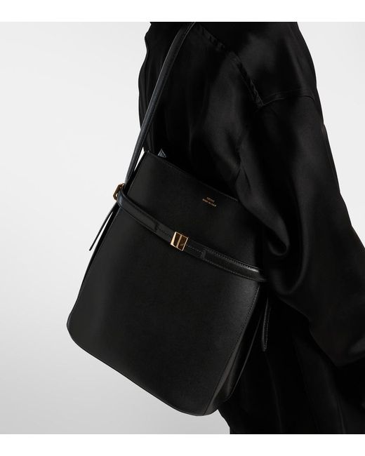 Totême Black Leather Bucket Bag