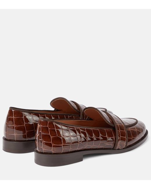 Aquazzura Brown Martin Croc-effect Leather Loafers