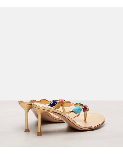 Gianvito Rossi Multicolor Shanti Embellished Leather Thong Sandals