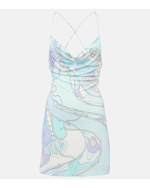 Emilio Pucci Blue Orchidee Jersey Slip Dress
