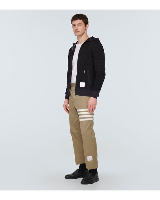 Thom Browne Black Cotton And Silk Hoodie for men