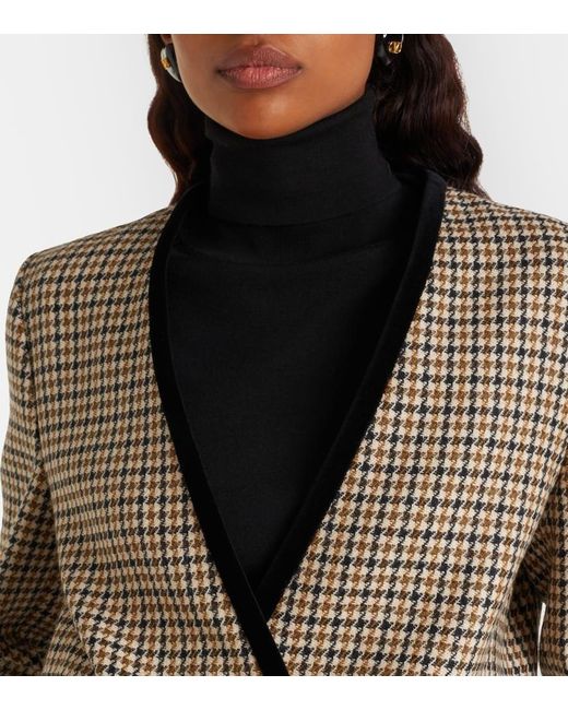 Valentino Brown Houndstooth Virgin Wool Jacket