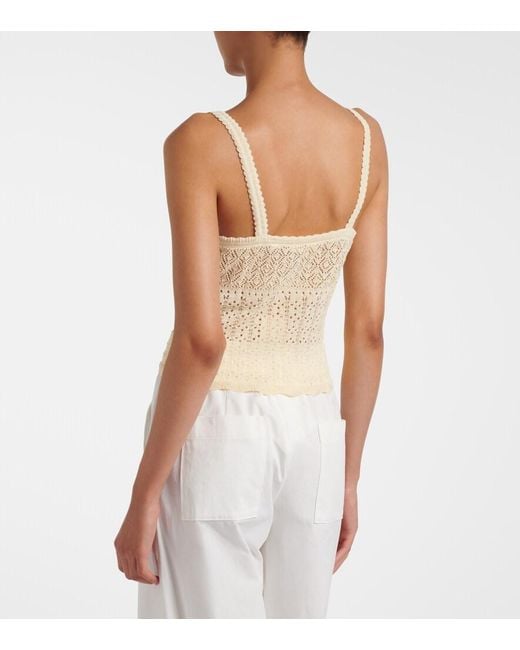 Doen Natural Nadille Pointelle Scalloped Top