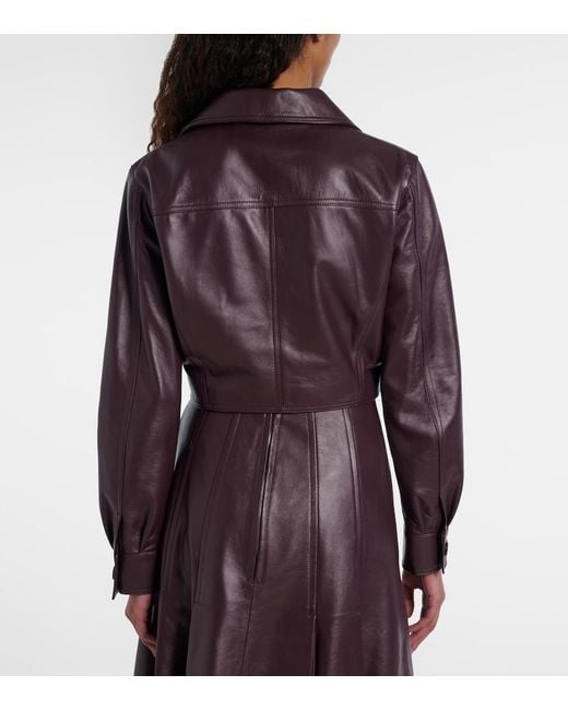 Emilia Wickstead Red Nics Cropped Leather Jacket