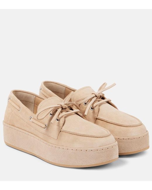 Hogan Natural H681 Suede Platform Boat Shoes