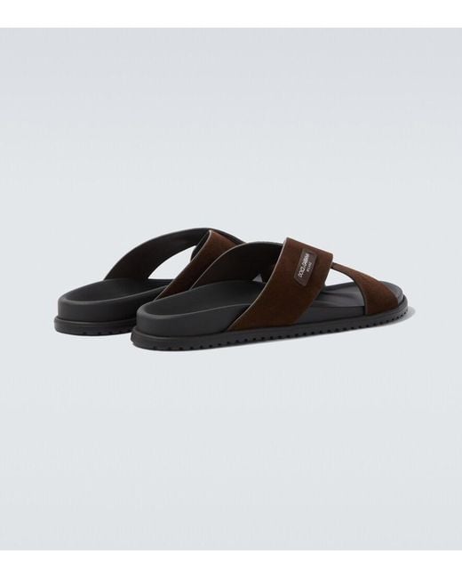 Dolce & Gabbana Brown Suede Slides for men