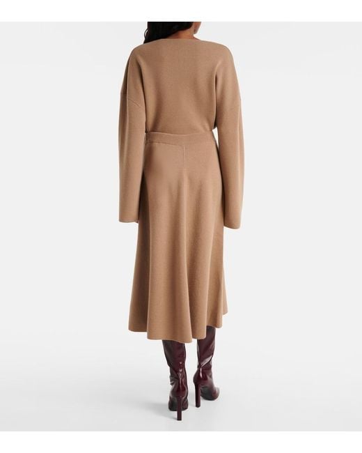 Jardin Des Orangers Brown Wool And Cashmere Midi Skirt