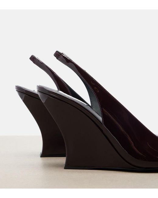 Alaïa Black Patent Leather Wedge Slingback Pumps