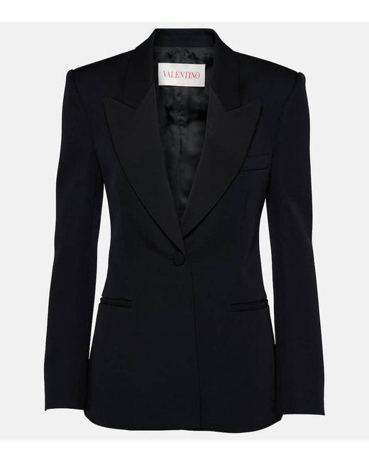 Valentino Black Double-breasted Wool Blazer