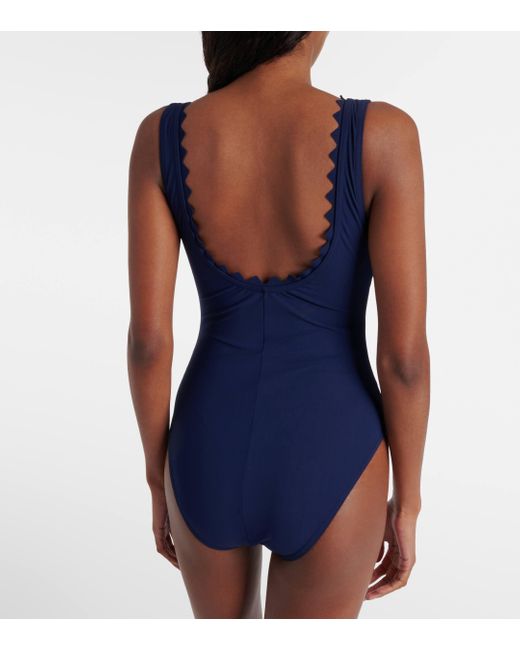 Karla Colletto Blue Ines Scalloped Swimsuit