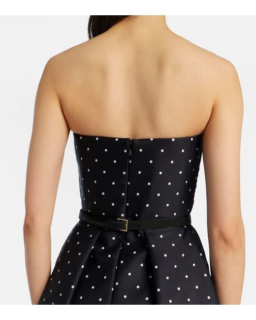 Elie Saab Black Belted Polka-Dot Gown