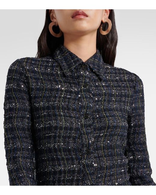 Missoni Blue Checked Lame Shirt Dress