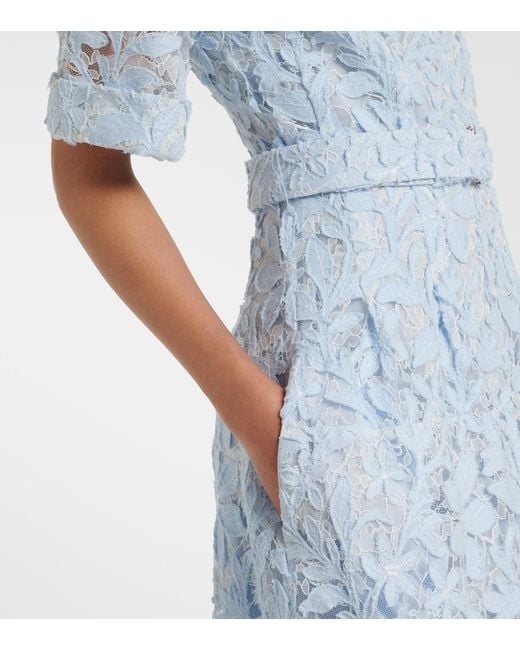 Jonathan Simkhai Blue Deanna Lace Guipure Cotton Midi Dress